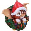 Gremlins Gizmo in Wreath Hanging Ornament 10cm Fantasy Christmas Gift Guide Hanging Ornaments