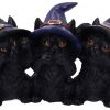 Three Wise Black Cats 11.5cm Cats RRP Under 10