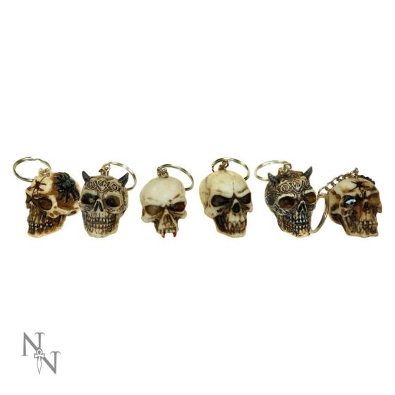 Skull Keyrings (3cm) (Pack of 6) Skulls Gifts Under £100