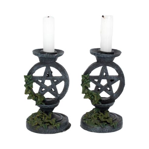 Aged Pentagram Candlesticks 13.4cm Witchcraft & Wiccan Top 200 None Licensed